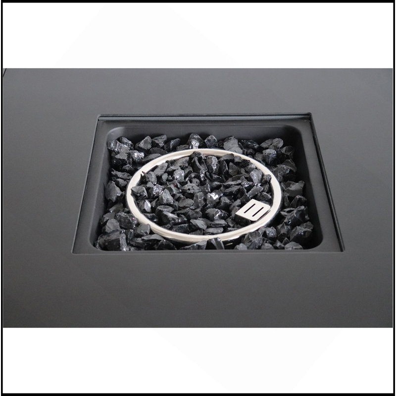 Table de foyer d'extérieur en acier avec couvercle H 25 po x l 30 po