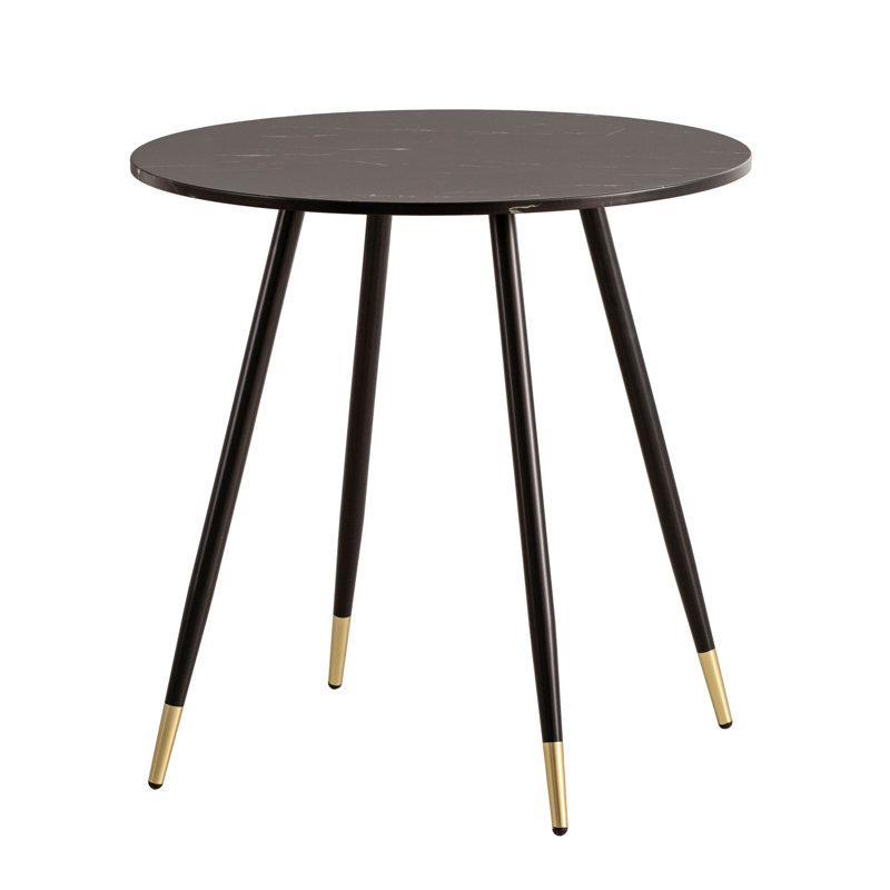 Round Metal Base Dining Table, Black