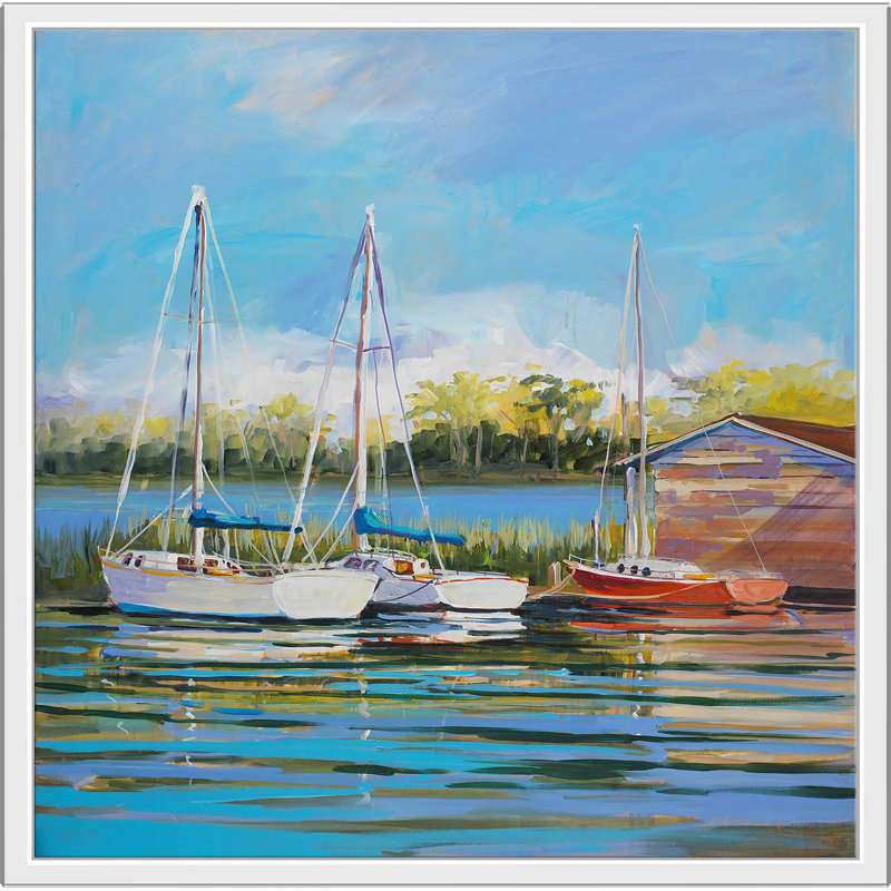 «Bateaux», reproduction d'art sur toile encadrée, H 21,5 po x l 21,5 po x P 2 po