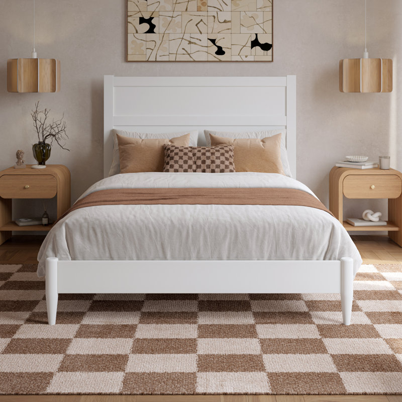 Lit plateforme Aveline, Lit double, Blanc