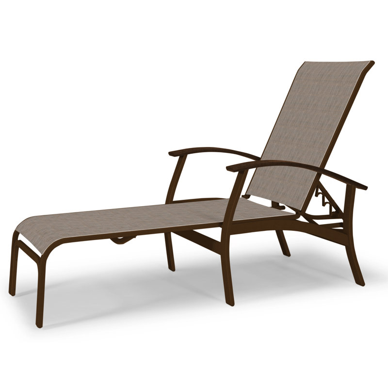 Belle Isle Outdoor Chaise Lounge, White 6D Sunbrella®, Kona P10, Textured Kona