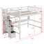 Lit mezzanine double - Bureau, tablettes de rangement et escalier inclus-1715680622