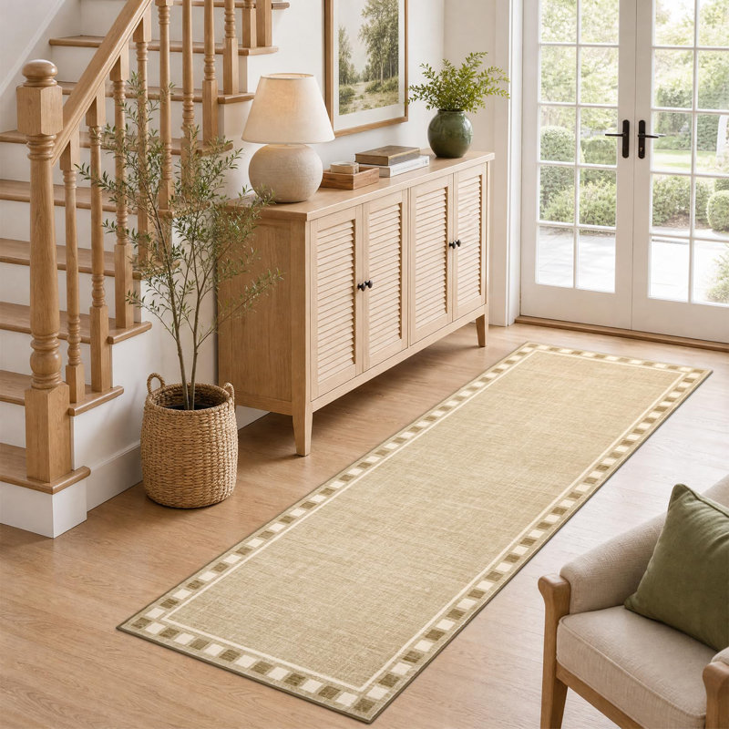Rectangle Striped Area Rug, Linen color, 200*290cm