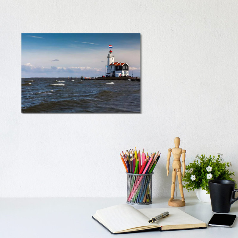 Netherlands, Marken, Paard van Marken (Horse Of Marken) Lighthouse 1 Piece Wrapped Canvas Wall Art, 20.32 cm H x 30.48 cm W