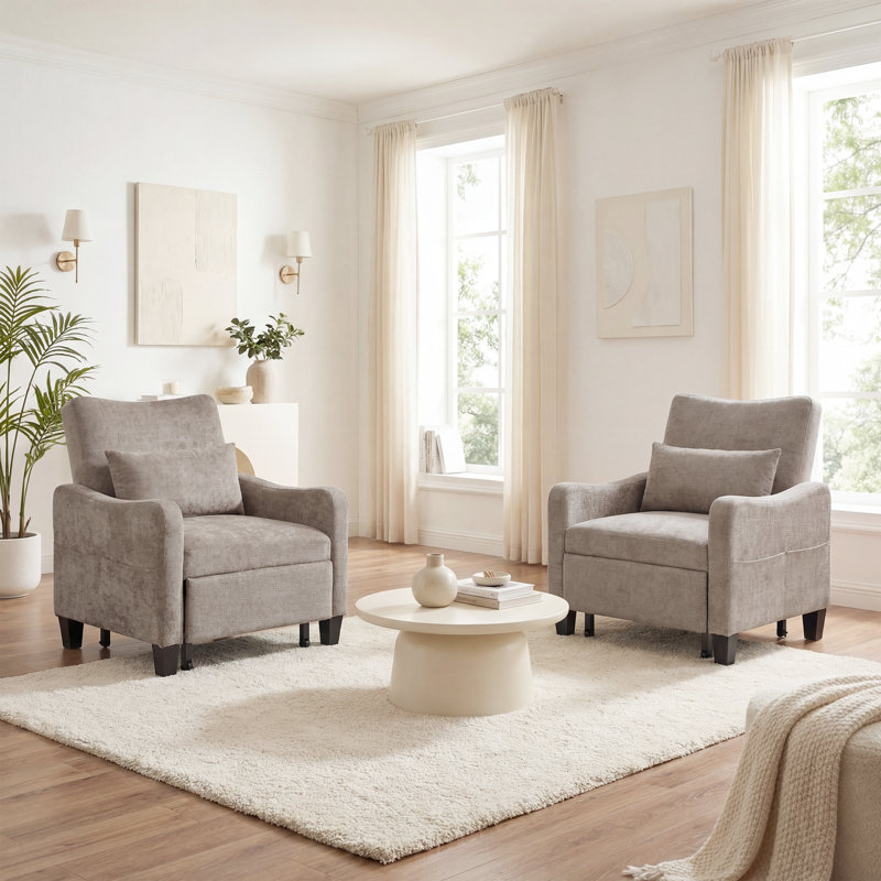 Upholstered Convertible Sleeper Accent Chair Bed Chaise Lounge Chair Armchair, Brown