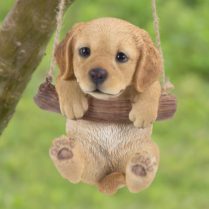 Tan Brown Hanging Golden Retriever Puppy Garden Statue