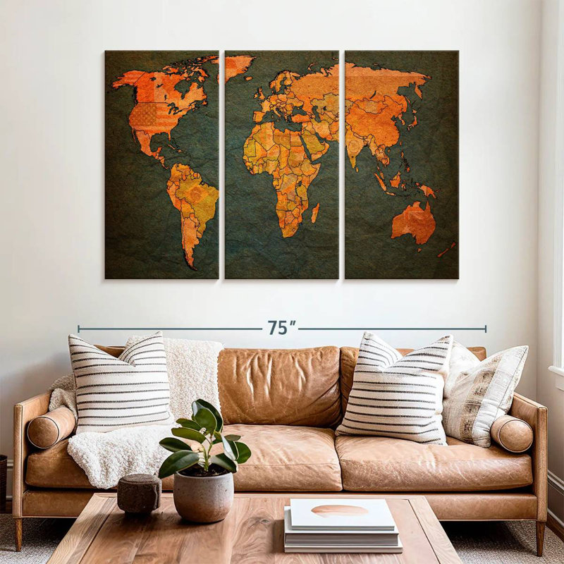 Aliaz Flags World Map, 42" H x 65" W