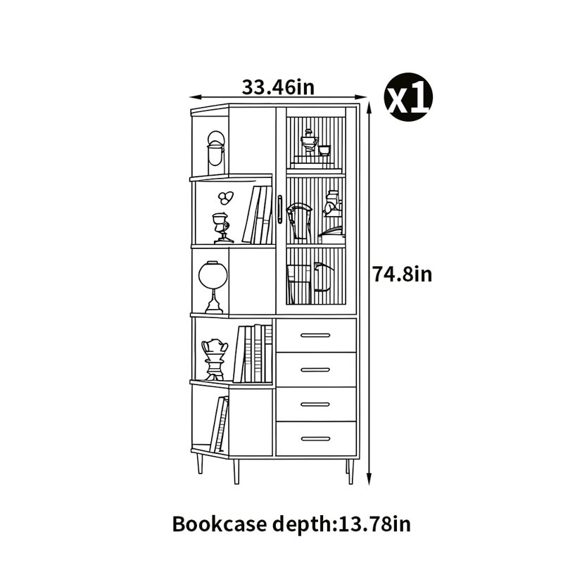 Bibliothèque de style moderne, Gris clair