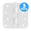Charnière de porte à roulement simple en acier blanc avec goupille amovible, 4 x 4 po, rayon 5/8 po, paquet de 3-133000426
