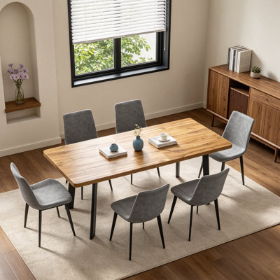 63.1-78.8'' Extendable Dining Table Set,7-Piece Modern Kitchen Table with 6 Upholstered Dining Chairs