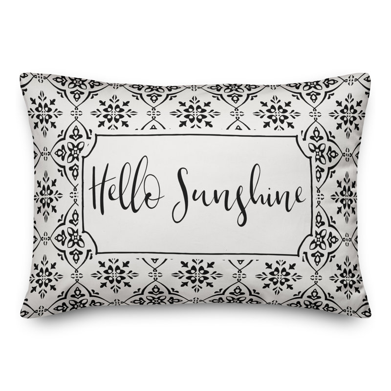  Housse de coussin rectangulaire d'extérieur Hello Sunshine, Noir