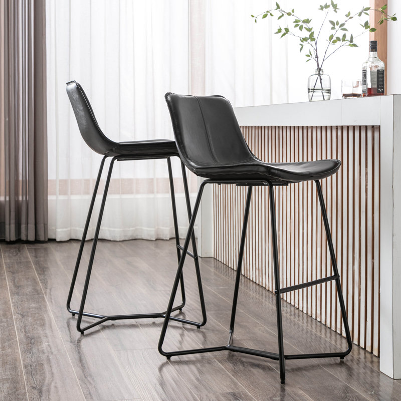 Tabouret de bar Avri, Tabouret de comptoir (siège d'une hauteur de 27 p, Noir