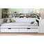 Lit de jour simple avec rangement, bureau d'étude, espace de rangement en bois blanc antique et option de bureau-1032856497