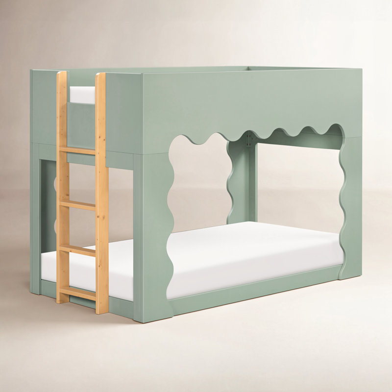 Lido Wave Convertible Low Loft Twin Bed, Light Sage/Honey