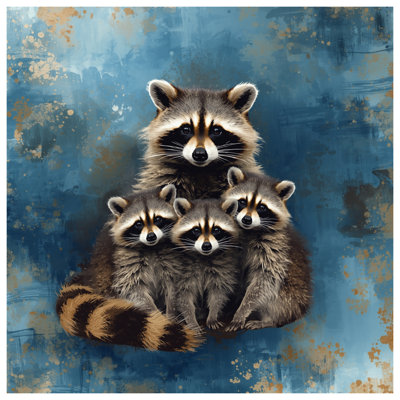 Tapisserie «Family of Raccons» - Décoration murale ratons laveurs