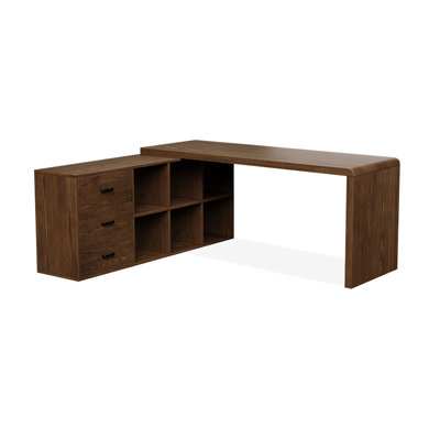 Light walnut L-Shaped Solid Wood desks