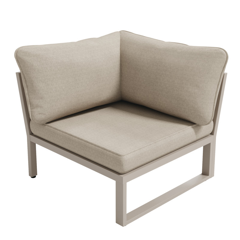 Outdoor Conversation Set 7 Places With 2 Sofas, 1 Corner Chair,2 Stools And 1 Coffee Table Beige