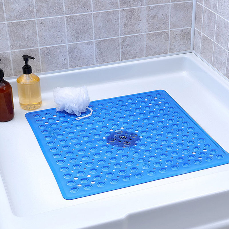 Tapis de douche antidérapant carré en plastique / vinyle Aesop, Bleu