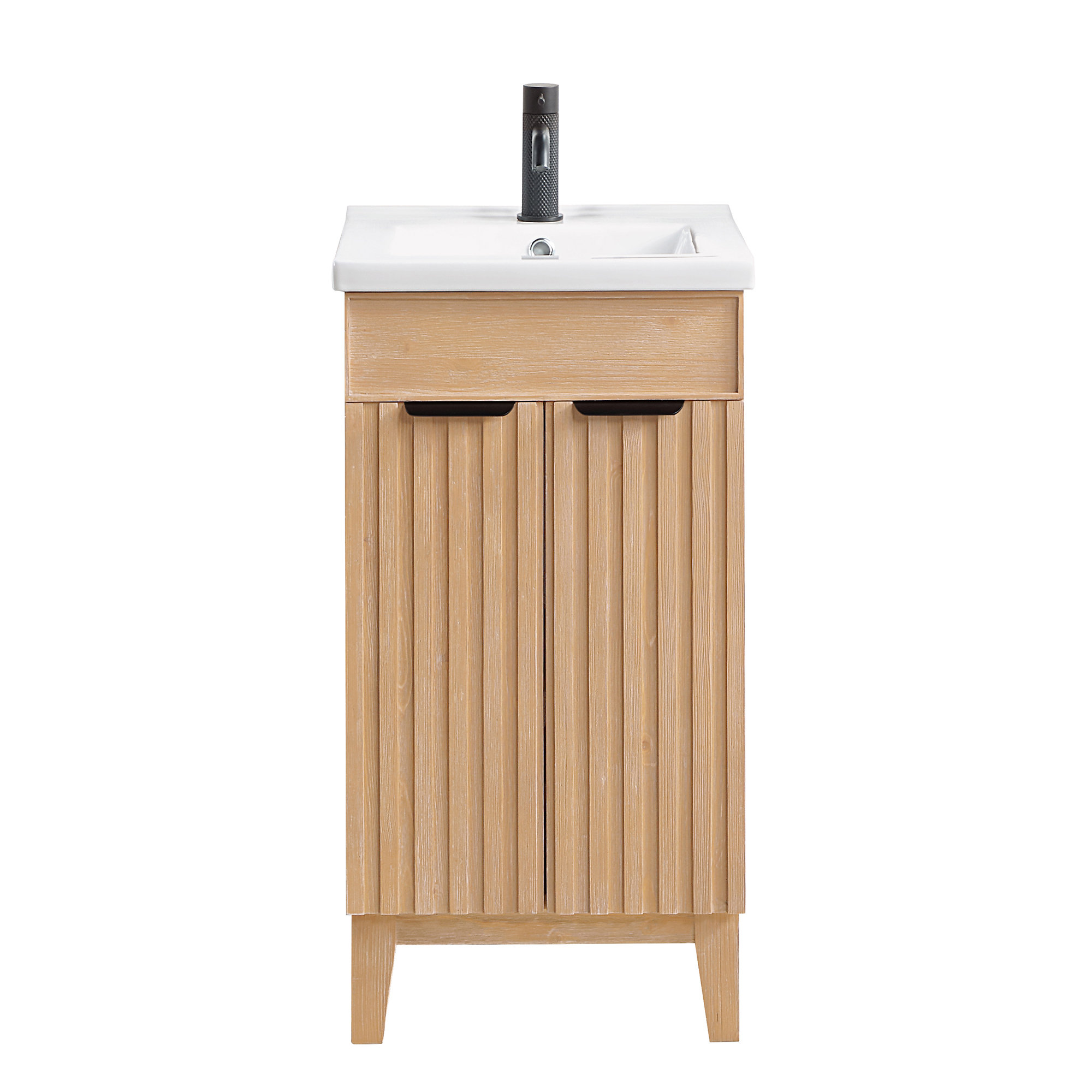 Dansfield 18.1'' Single Bathroom Vanity, Matte Black, Fir Wood Brown
