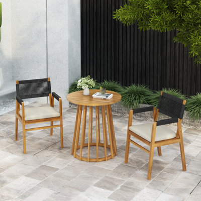 Javier Outdoor Acacia 3-Piece Bistro Set by George Oliver