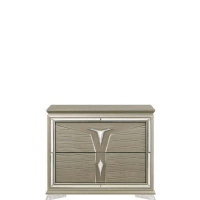 2-Drawer Nightstand Made With Wood & Mirrored Accents
