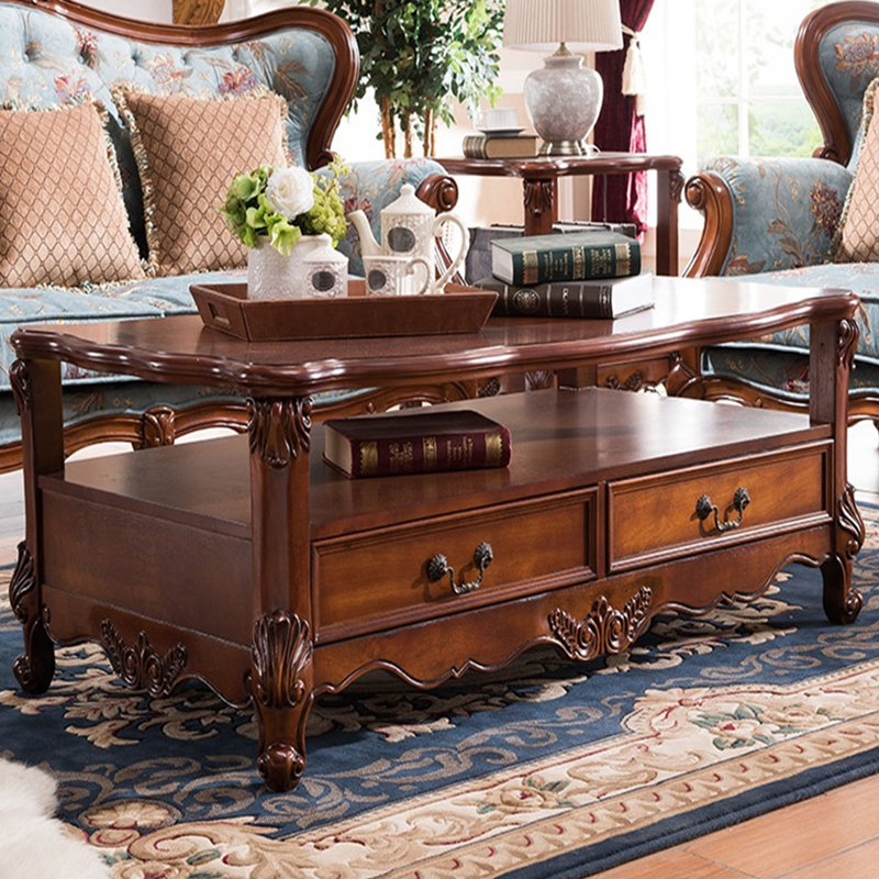 Table basse brune en bois massif brun