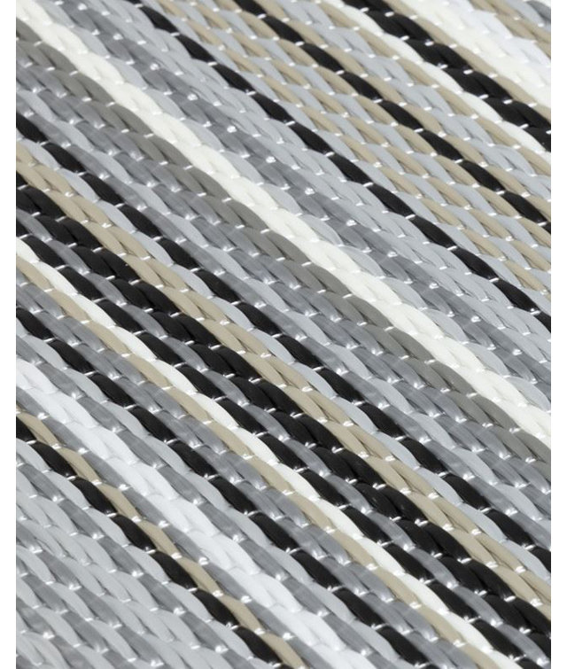 Rainbow Collection Outdoor Rug Striped Design in Grey