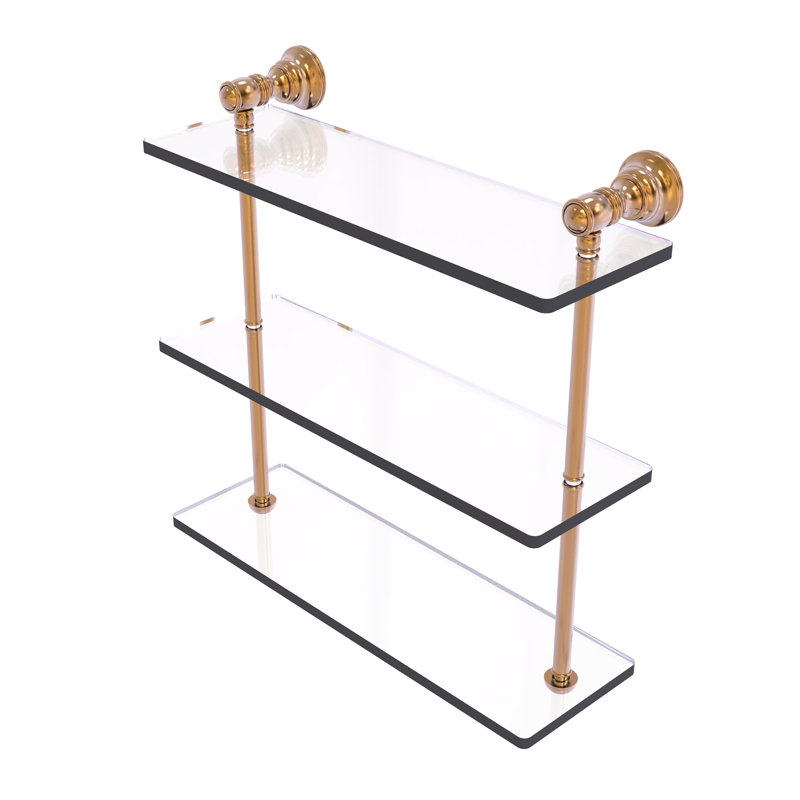 Freyja 3 Piece Glass with Towel Bar, 16" H x 16" W x 5.54" D, Brushed Bronze