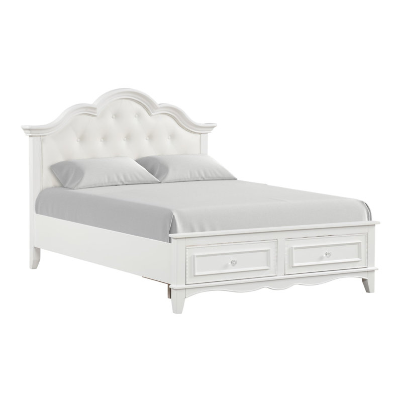 Lit double avec rangement, blanc, Double