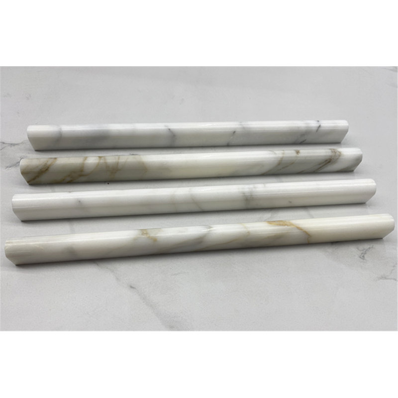 Calacatta 12" x 1" Marble Mosaic Tile, White/Gray