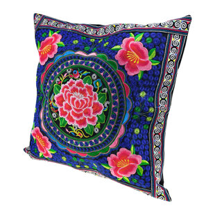 Cotton Floral 17'' Throw Pillow Cover