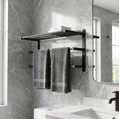 3-Tier 24" Stainless Steel Wall Mounted Towel Rack With Concealed Mounting Hardware