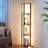 Catara 64.2'' Black LED Dimmable Column Floor Lamp with Shelves