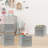 Fabric Cube Storage Bins Foldable Organizer, Geometric Grey, Set Of 6