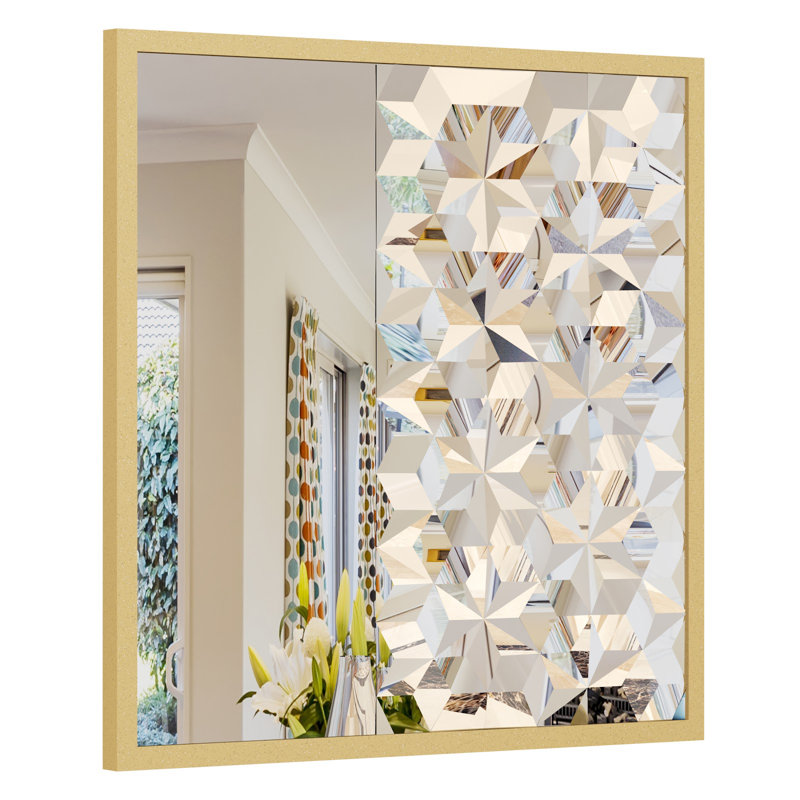 Engineered Wood Flat Wall Mirror, Gold