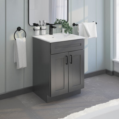 Armoire de meuble-lavabo 24 po gris Shaker