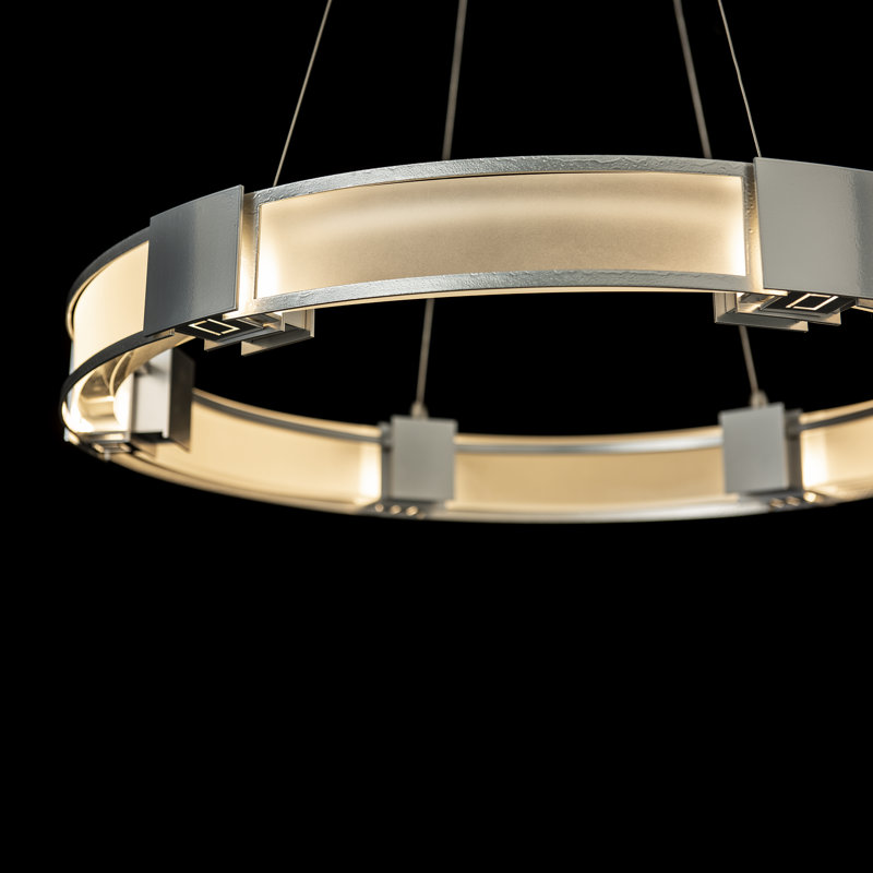 Aura Glass Ring Chandelier, Sterling, Frosted Glass