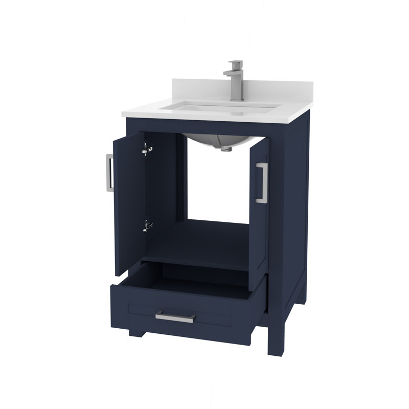 Rooh 23.75'' Single Bathroom Vanity Base Only, Navy Blue
