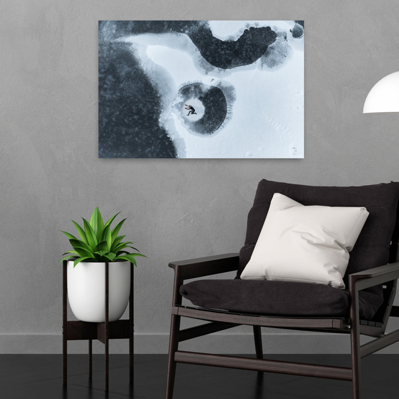 Frozen Lake Solitude Abstract Minimalist Peaceful Landscape Nature Wall Art Print, 16" H x 24" W