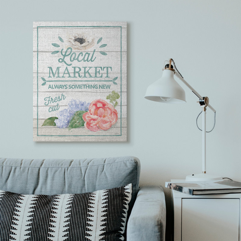 « local market fleurs rustique », impression, Toile tendue, H 30 po x l 40 po x P 1,5 po