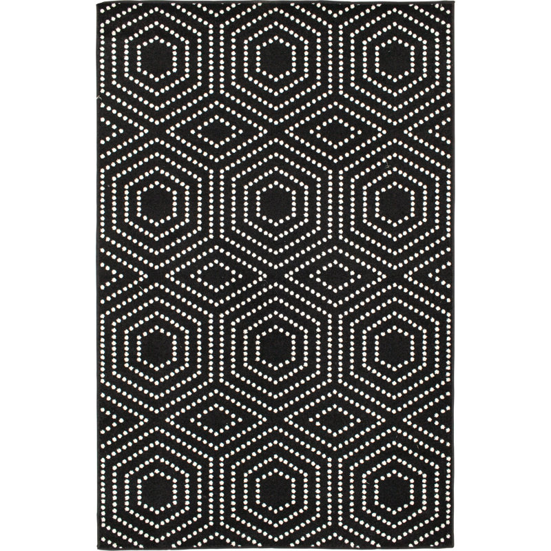 Tapis intérieur / extérieur noir Ellar, Rectangle 2 pi 3 po x 3 pi