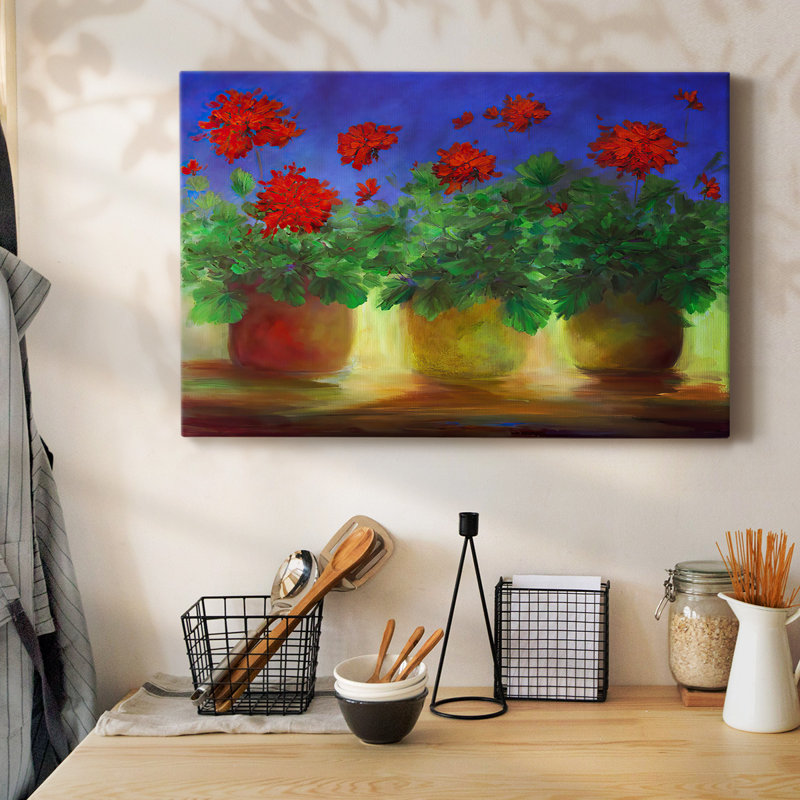 Geraniums II - Toile tendue avec châssis, H 12 po x l 18 po