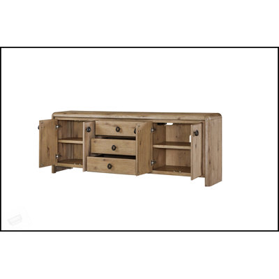 English Knotty 84 Inch Console With Rustic Charm And Ample Storage For Living Room Or Entryway