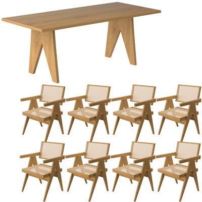 Ensemble de table de salle à manger simple en bois massif de style nordique