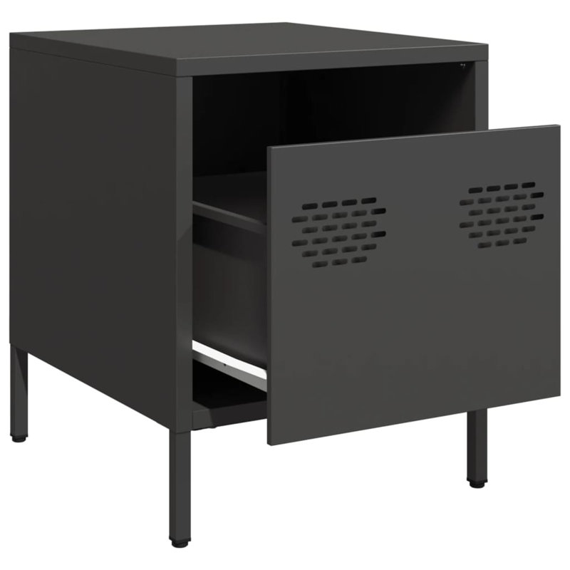 Astraea 35cm W Cold-rolled Steel Bedside Table, Black, Set of 2