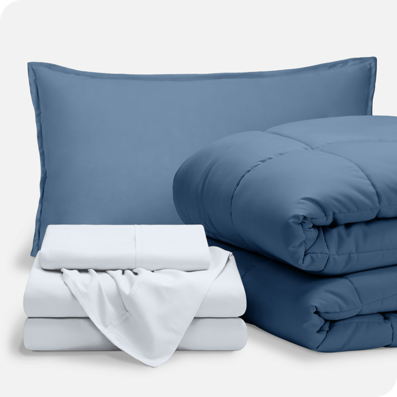 Lit dans un sac en microfibre 1800 de qualité supérieure 1800, Coronet bleu / blanc