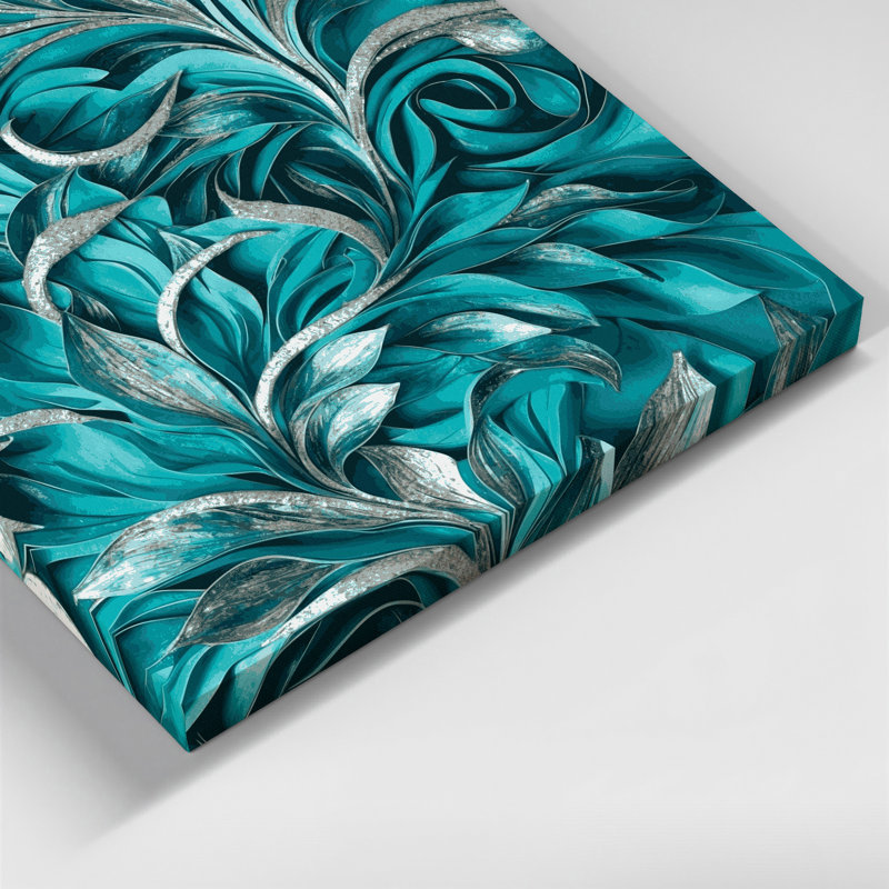 «Abstract Florals 85», art mural sur toile bleue, 12" H x 12" W