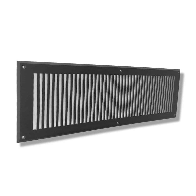 Retour mural en fonte d'aluminium, 24" L x 6" W x 0.6" H, Noir