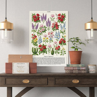 Canvas Wall Art Vintage French Mixed Garden Flower Larousse Botanical Chart Wall Print Vintage Poster Print Home Decor