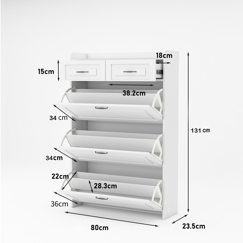 24 Pair Flip Down Shoe Storage, White